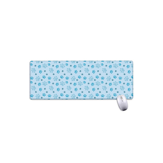 Blue Animal Paw Pattern Print Extended Mouse Pad