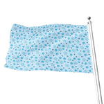 Blue Animal Paw Pattern Print Flag