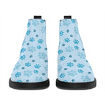 Blue Animal Paw Pattern Print Flat Ankle Boots