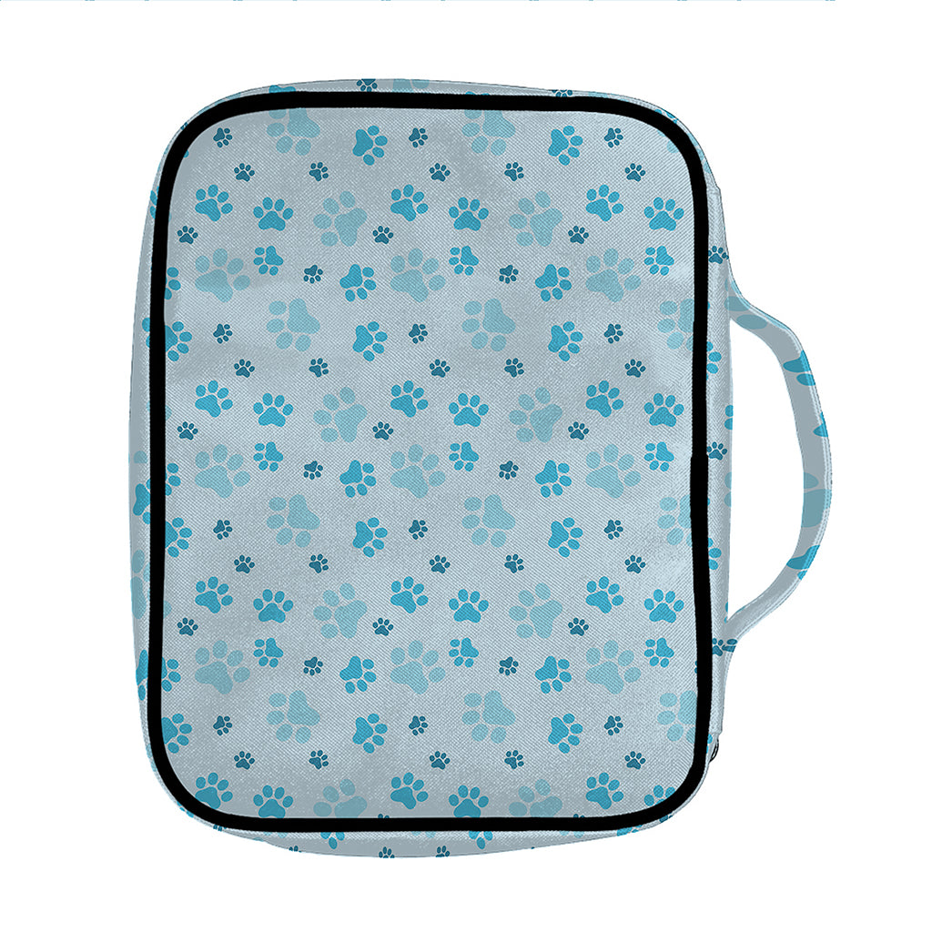 Blue Animal Paw Pattern Print Front Pocket Bible Bag