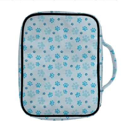 Blue Animal Paw Pattern Print Front Pocket Bible Bag
