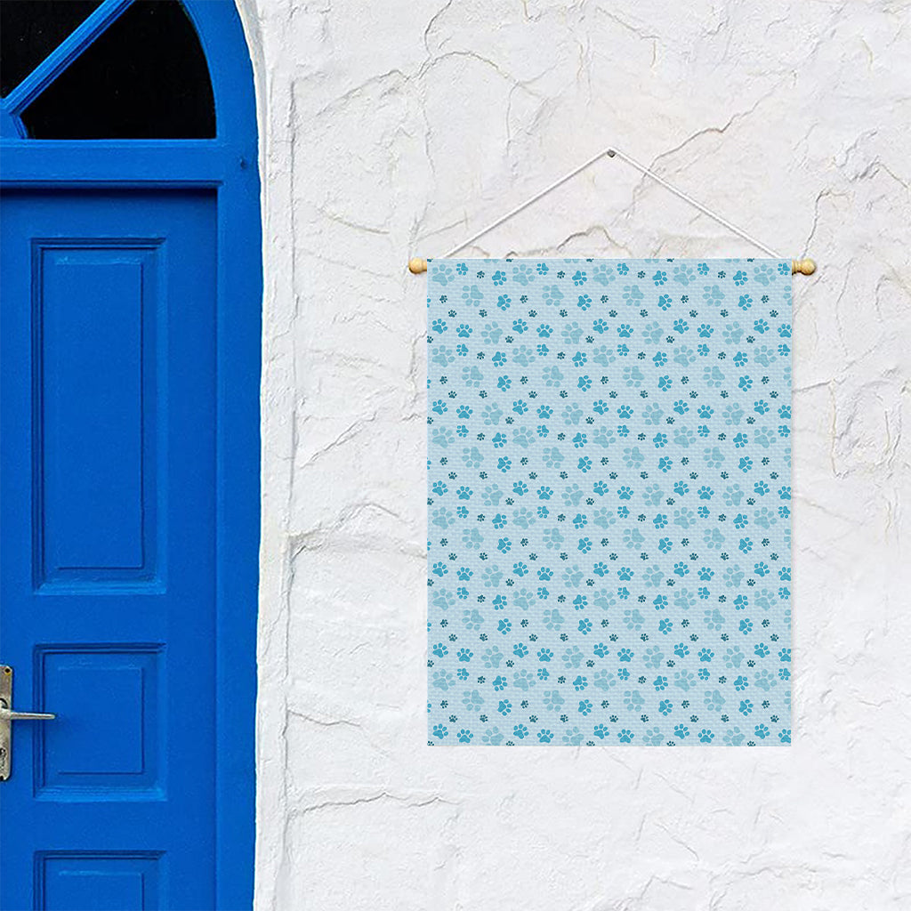 Blue Animal Paw Pattern Print Garden Flag