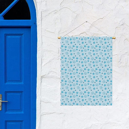 Blue Animal Paw Pattern Print Garden Flag