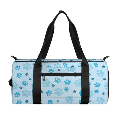 Blue Animal Paw Pattern Print Gym Bag