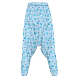 Blue Animal Paw Pattern Print Hammer Pants