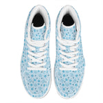 Blue Animal Paw Pattern Print High Top Leather Sneakers