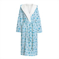 Blue Animal Paw Pattern Print Hooded Bathrobe
