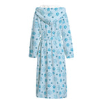 Blue Animal Paw Pattern Print Hooded Bathrobe