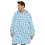 Blue Animal Paw Pattern Print Hoodie Blanket