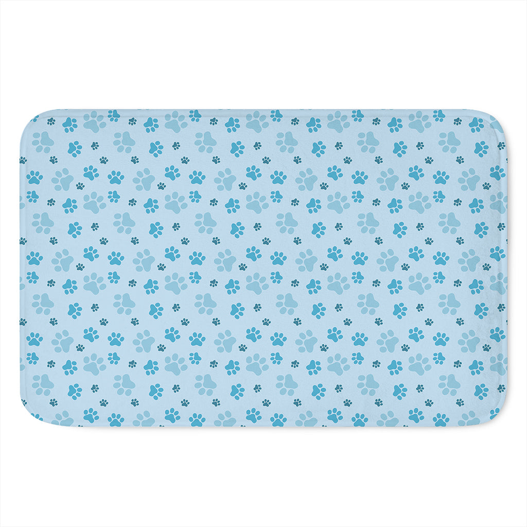 Blue Animal Paw Pattern Print Indoor Door Mat