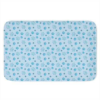Blue Animal Paw Pattern Print Indoor Door Mat