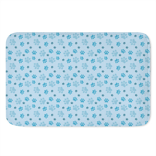 Blue Animal Paw Pattern Print Indoor Door Mat
