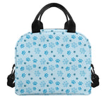 Blue Animal Paw Pattern Print Insulated Lunch Bag