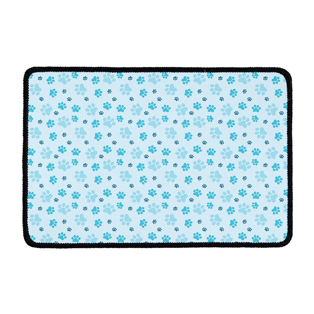 Blue Animal Paw Pattern Print Kitchen Mat
