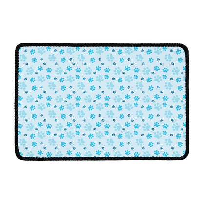 Blue Animal Paw Pattern Print Kitchen Mat