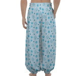 Blue Animal Paw Pattern Print Lantern Pants