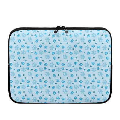 Blue Animal Paw Pattern Print Laptop Sleeve