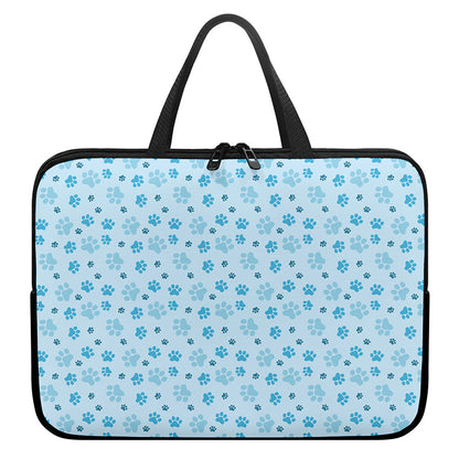 Blue Animal Paw Pattern Print Laptop Sleeve With Handle