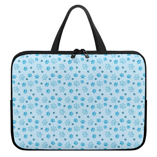 Blue Animal Paw Pattern Print Laptop Sleeve With Handle