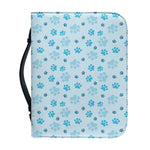 Blue Animal Paw Pattern Print Leather Bible Cover