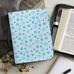 Blue Animal Paw Pattern Print Leather Bible Cover