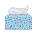 Blue Animal Paw Pattern Print Leather Tissue Box Cover