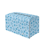 Blue Animal Paw Pattern Print Leather Tissue Box Cover