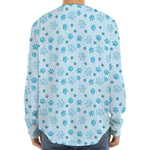 Blue Animal Paw Pattern Print Long Sleeve Baseball Jersey