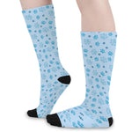 Blue Animal Paw Pattern Print Long Socks