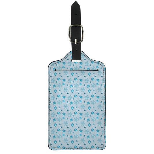 Blue Animal Paw Pattern Print Luggage Tag