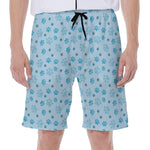 Blue Animal Paw Pattern Print Men's Beach Shorts