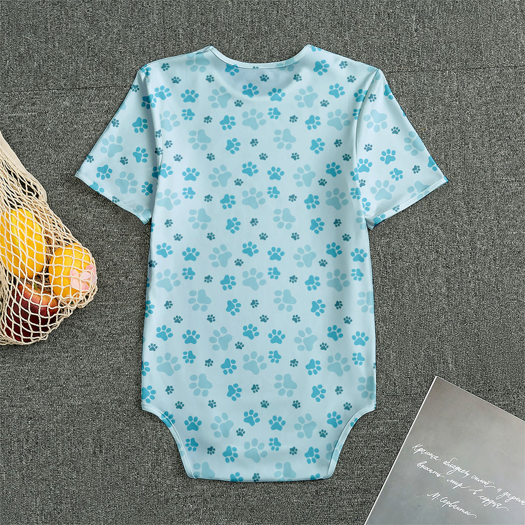 Blue Animal Paw Pattern Print Men's Bodysuit