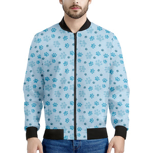 Blue Animal Paw Pattern Print Men's Bomber Jacket