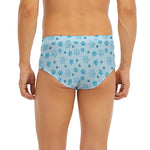 Blue Animal Paw Pattern Print Men's Briefs