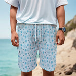 Blue Animal Paw Pattern Print Men's Cargo Shorts