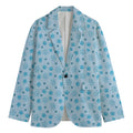 Blue Animal Paw Pattern Print Men's Cotton Blazer
