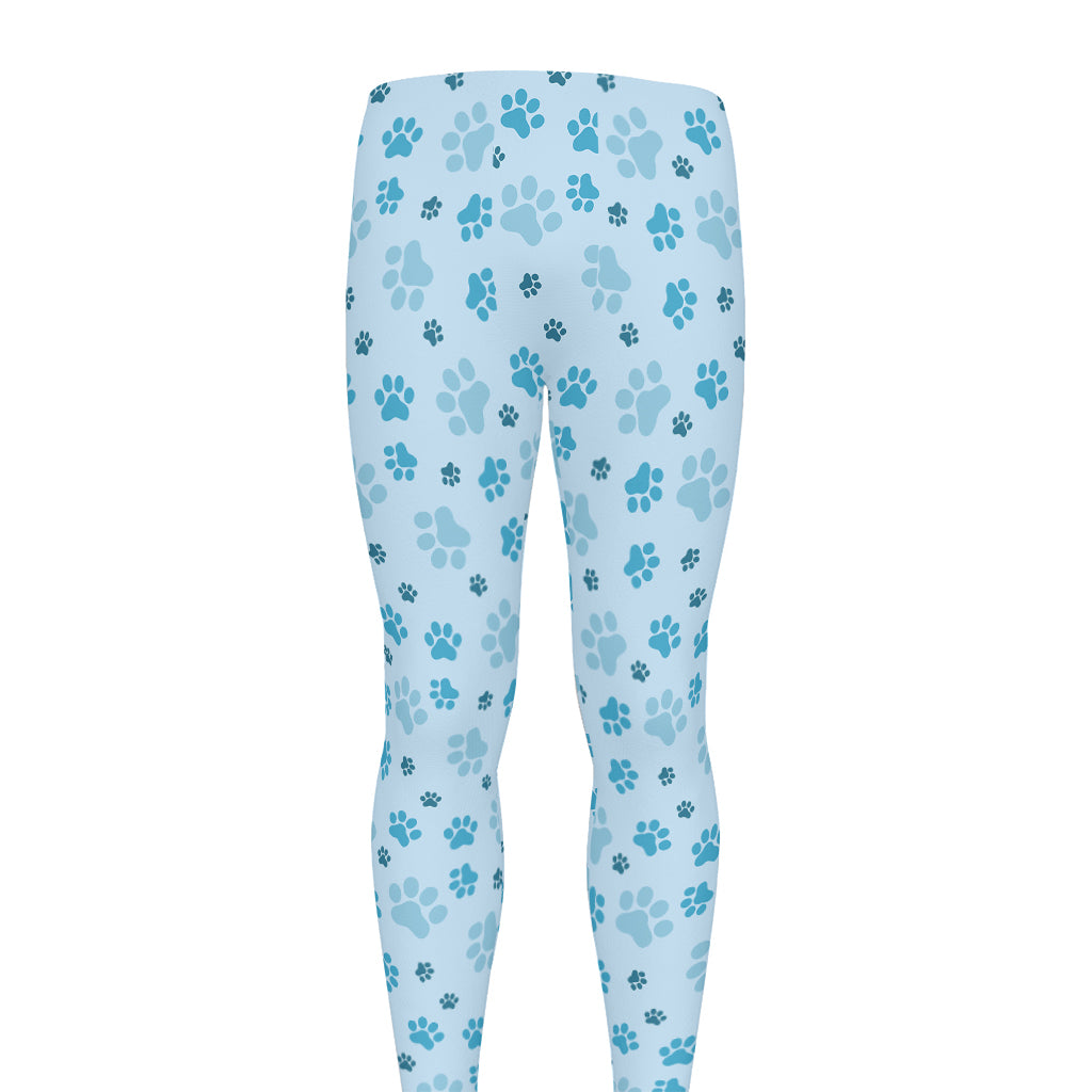 Blue Animal Paw Pattern Print Men's leggings