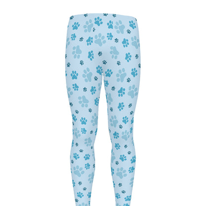 Blue Animal Paw Pattern Print Men's leggings