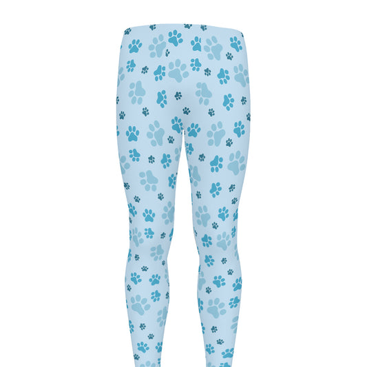 Blue Animal Paw Pattern Print Men's leggings