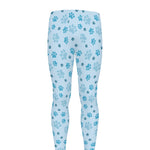 Blue Animal Paw Pattern Print Men's leggings