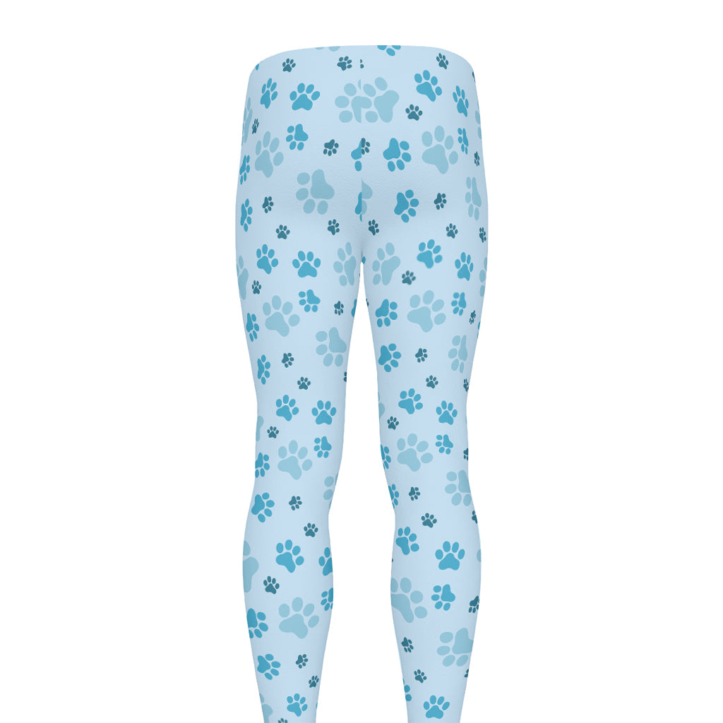 Blue Animal Paw Pattern Print Men's leggings