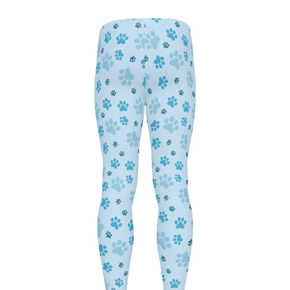 Blue Animal Paw Pattern Print Men's leggings