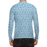 Blue Animal Paw Pattern Print Men's Long Sleeve Rash Guard