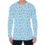 Blue Animal Paw Pattern Print Men's Long Sleeve T-Shirt