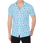 Blue Animal Paw Pattern Print Men's Shirt