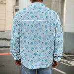 Blue Animal Paw Pattern Print Men's Shirt Jacket