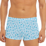 Blue Animal Paw Pattern Print Men's Short Boxer Briefs