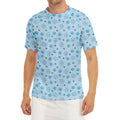 Blue Animal Paw Pattern Print Men's Short Sleeve Rash Guard