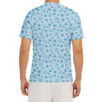 Blue Animal Paw Pattern Print Men's Short Sleeve Rash Guard
