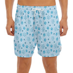 Blue Animal Paw Pattern Print Men's Split Running Shorts